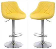 2 x Yellow Bar Stools Faux