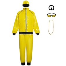 Men's Ali G Costume Adult Yellow Tracksuit Hip Hop Rapper Fancy Dress Halloween