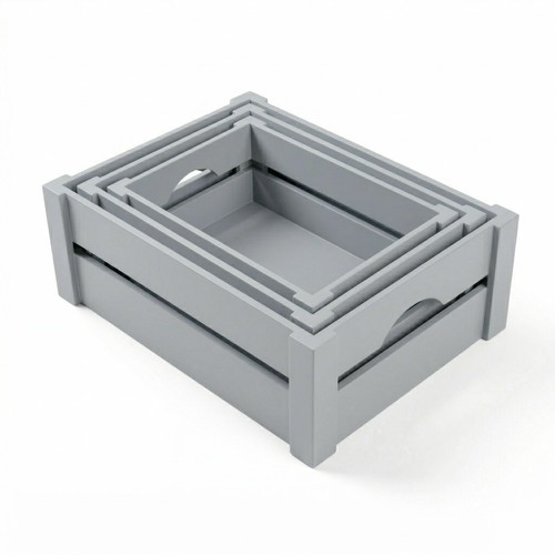 Grey wooden crate with - grey,
