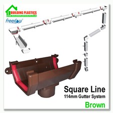SQUARE LINE GUTTERING & FITTINGS BROWN | 114mm SYSTEM| FREEFLOW