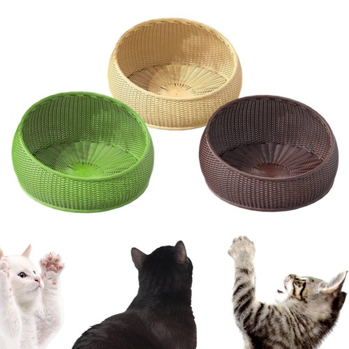 Wicker cat bed woven basket - cat,