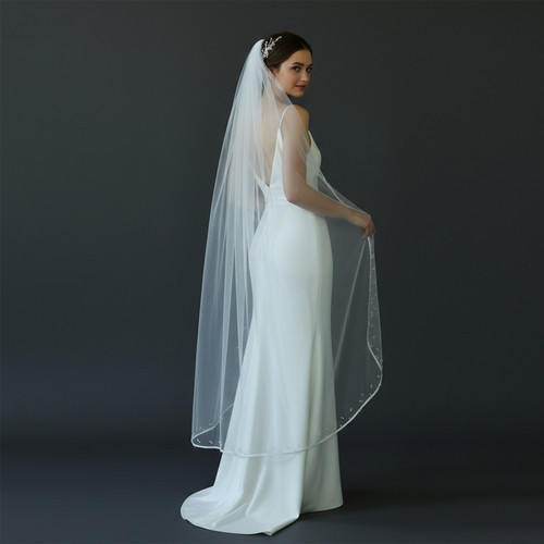 Wedding bridal pearl veil long - wedding,