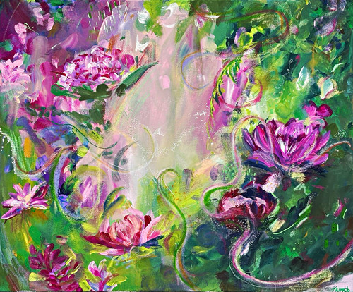 Large signed abstract floral - large,