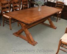 Oak Trestle Table Kitchen Dining Farmhouse Furniture