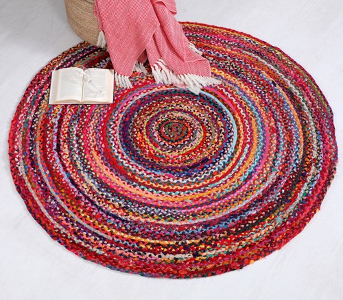 Round rug rainbow rugs multi - rug,