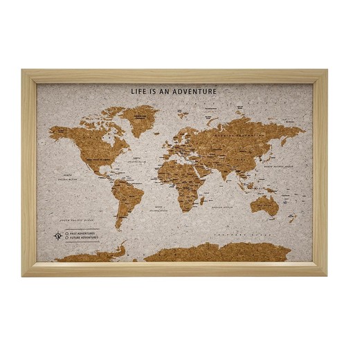 World travel map - pin, board