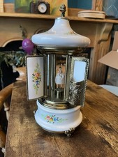 Reuge Vintage Swiss Dancing Ballerina Music Box Carousel Lipstick Holder