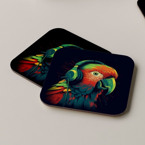 Parrot coaster drinks tea - drinks,