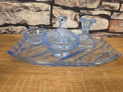 Vintage blue glass dressing