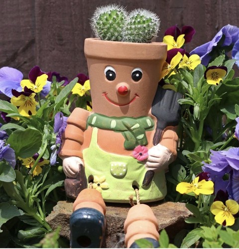 New terracotta flower pot - pot, man