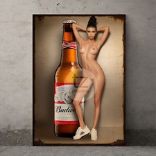 Metal Tin Plaque Sexy Female