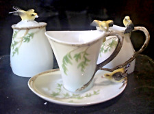 STUNNING GRAFF EMBOSSED CHINA TEA WARE SET WITH YELLOW  BIRDS MINT CONDITION