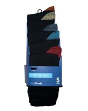 M&S MENS SOCKS 5 PACK COTTON RICH  SOCKS COOL &FRESH PATTERNED HEEL TOE 