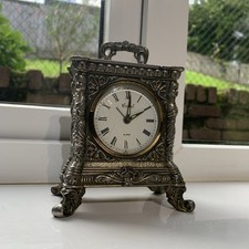 Vintage CORAL Metal Ornate Carriage Mantel Clock French Style. FAULTY?