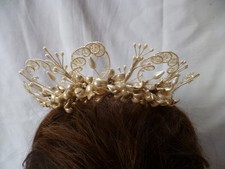Vintage  Ivory Tiara Wedding Bridal Wax Floral Headdress Garland 1920s/40s