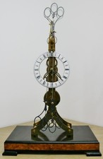 Vintage Mystery Scissor Swinging Pendulum Bronze Single Fusee Skeleton Clock