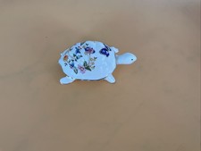 Aynsley Bone China Cottage Garden Gold Trim  Turtle Trinket Box 4 in length 