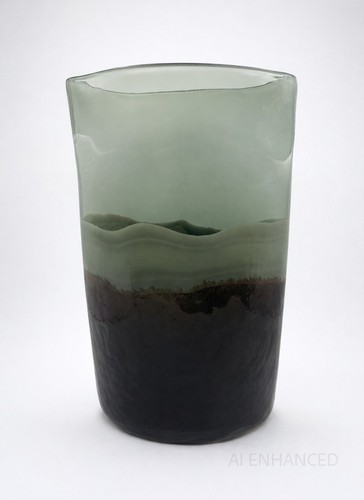Smoked glass vase brown - brown, green