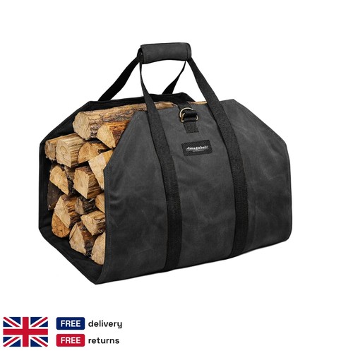 Black canvas log carrier - carrier, bag