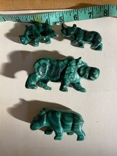 1 Collection Of Malachite. Gemstone Hippo. Animal Trinkets.