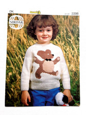Sirdar Knitting Pattern 3398 Child's Teddy Bear Sweater 22 - 26" DK Original