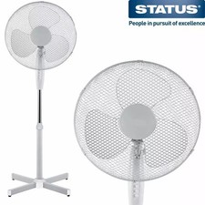 3 Speed 16 Inch Fan White Oscillating Pedestal Free Standing Adjustable