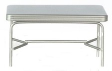 Dolls House 1950's Retro Silver Table Miniature Kitchen Diner Bar Cafe Furniture