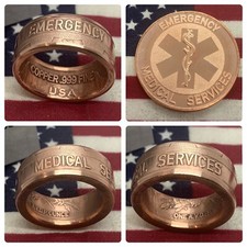 EMT Emergency Medical Services EMS 1oz Copper Coin Ring Paramedic Ambulance