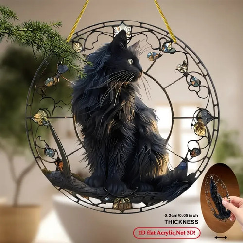 Round black cat - black,