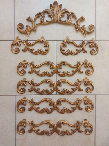 Vintage gold ornate metal - gold, wall