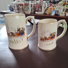 James Sadler Vintage Stein and mini Stein pair  Horse And Carriage lovely 