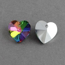 20 Rainbow Heart Faceted Glass