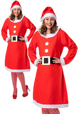 Mrs Santa Clause Ladies Christmas Fancy Dress Costume Father Xmas Outfit