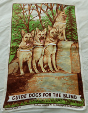 Old Bleach Linen Tea Towel Large GUIDE DOGS FOR THE BLIND Dog Lovers Kitchen Bbq