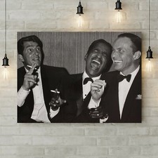 Dean Martin, Sammy Davis Jr. And Frank Sinatra - Canvas Rolled Wall Art Print 