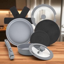 Induction Pan Set Moritz & Moritz 8 Piece Cast Aluminium Pans Grey Kitchenware