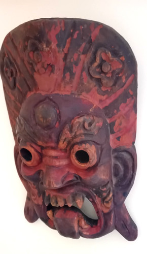 Hand carved tribal mask wooden - mask,