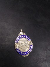 Vintage FH Silver Enamel Fob Football Hendon & Dist Holderness Hull Yorkshire