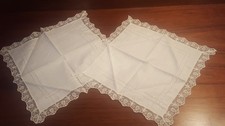 2 Vintage Antique Fine Lace Edged Ladies Hankies Handkerchief Wedding Bridal
