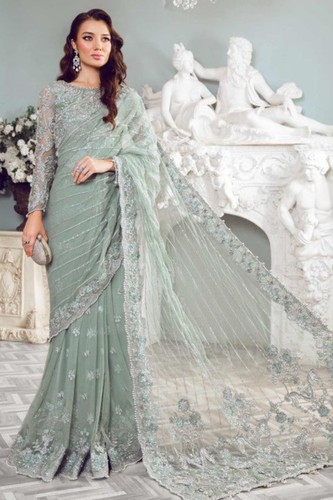 Soft net unstiched saree - soft,