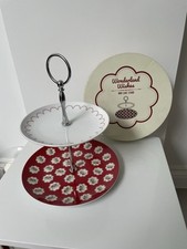 Ceramic 2 Tier Cake Stand Red