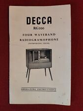 DECCA RG200 4 Waveband Radiogramophone operating instructions