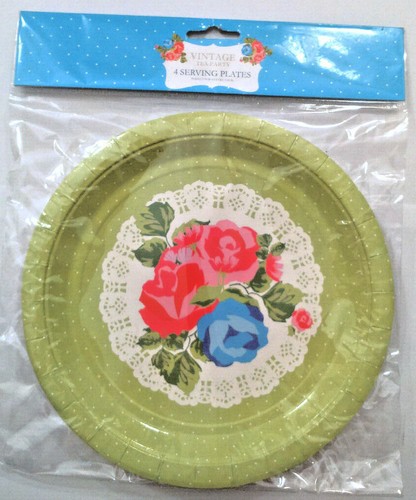 Vintage tea party paper - tea, plates