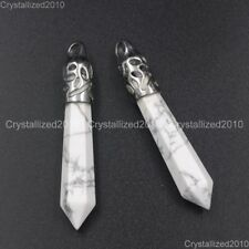 Natural Gemstone Long Hexagonal Pointed Reiki Chakra Healing Pendant Beads Pick