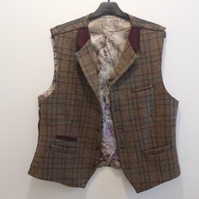 Gibson London Vintage Wool Waistcoat Tweed Size 44" Brown 100% Wool