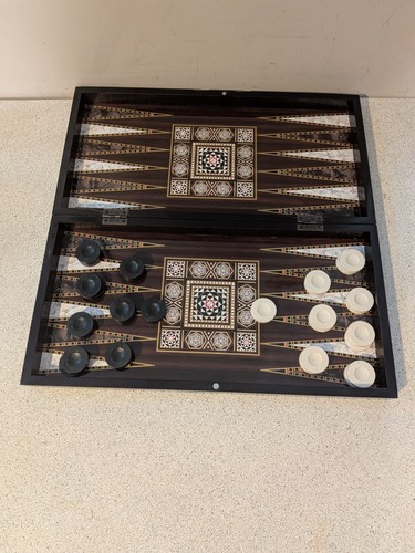 Wooden backgammon set folding - wooden,