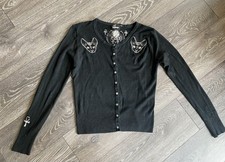 Banned Sphynx Cat Cardigan, Size M, Fits 8-10, Black And White, Scarab, EMO,Goth