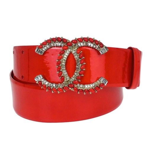 Chanel belt red patent leather - patent,