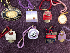 Horse racing badges x 8