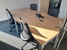 OFFICE COMPUTER DESK TABLE WITH LOCKING DRAWERS WITH KEY OAK EFFECT 
